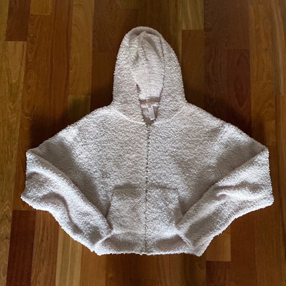 Skims crop fuzzy zip up